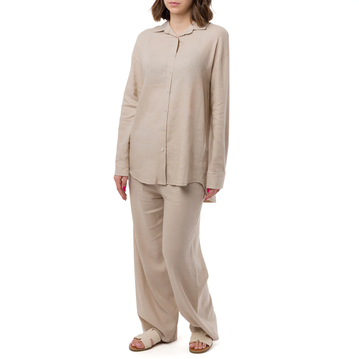 Camicia Beige da Donna in Misto Lino a Manica Lunga Swish Jeans - Image 3