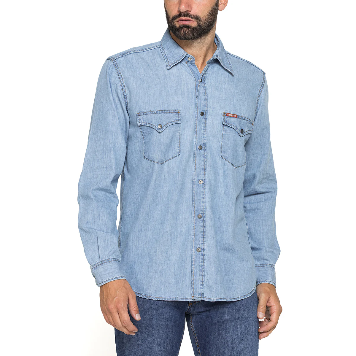 Camicia di jeans azzurro denim da Uomo con taschini Carrera Jeans