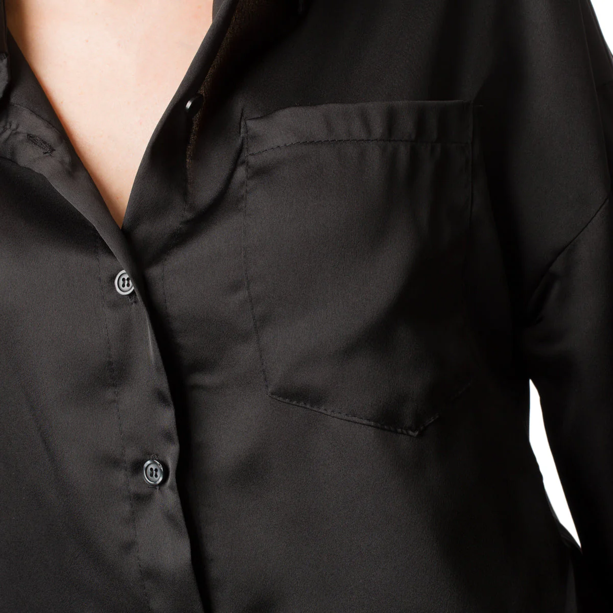 Camicia nera da donna effetto seta Swish Jeans - Image 3