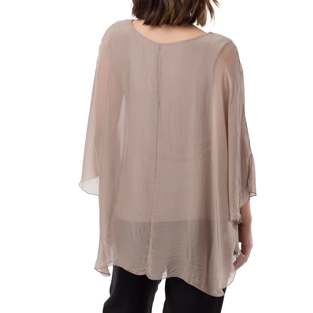 Camicia Taupe a Maniche Corte da Donna Semi Trasparente con Fodera Swish Jeans - Image 3