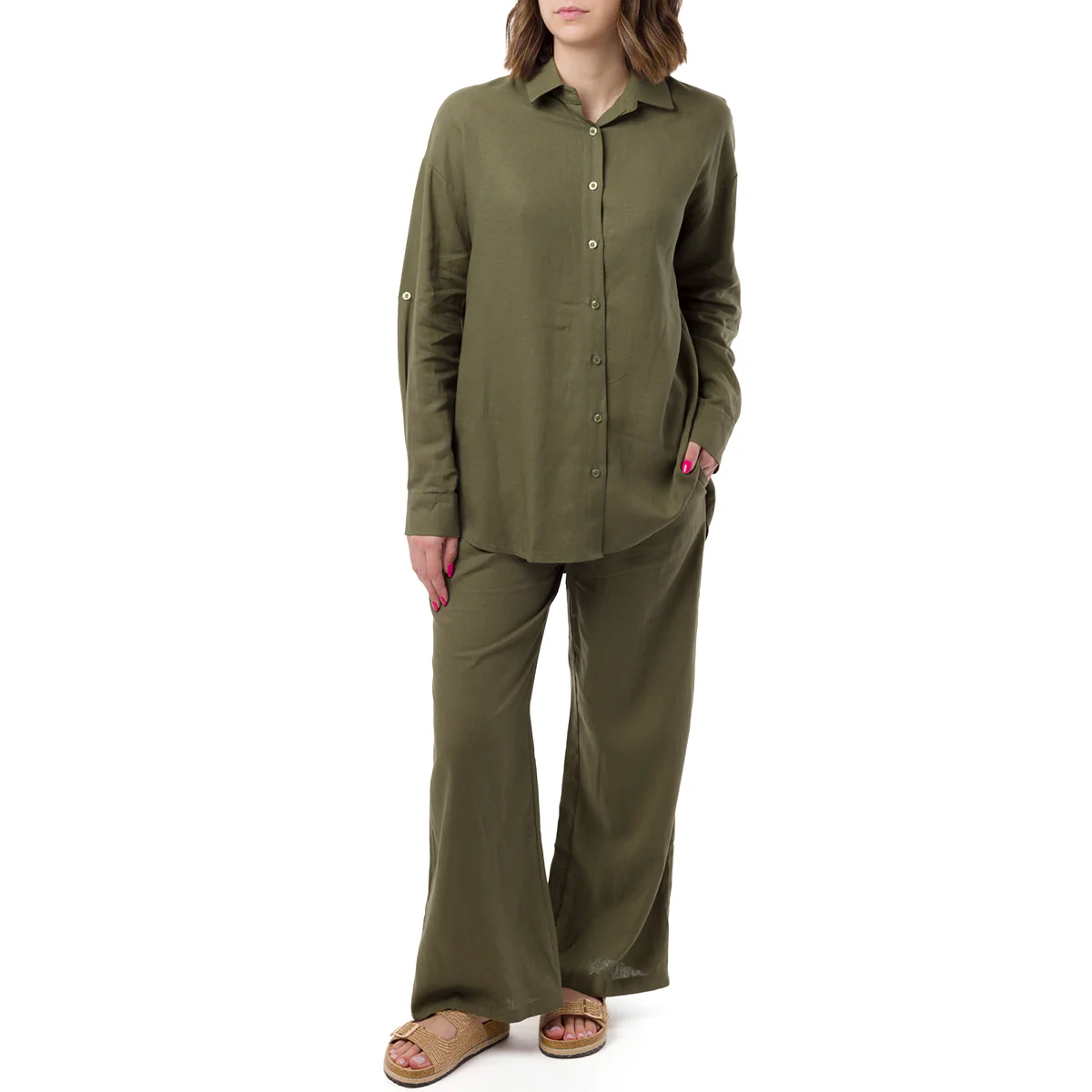 Camicia Verde da Donna in Misto Lino a Manica Lunga Swish Jeans - Image 4