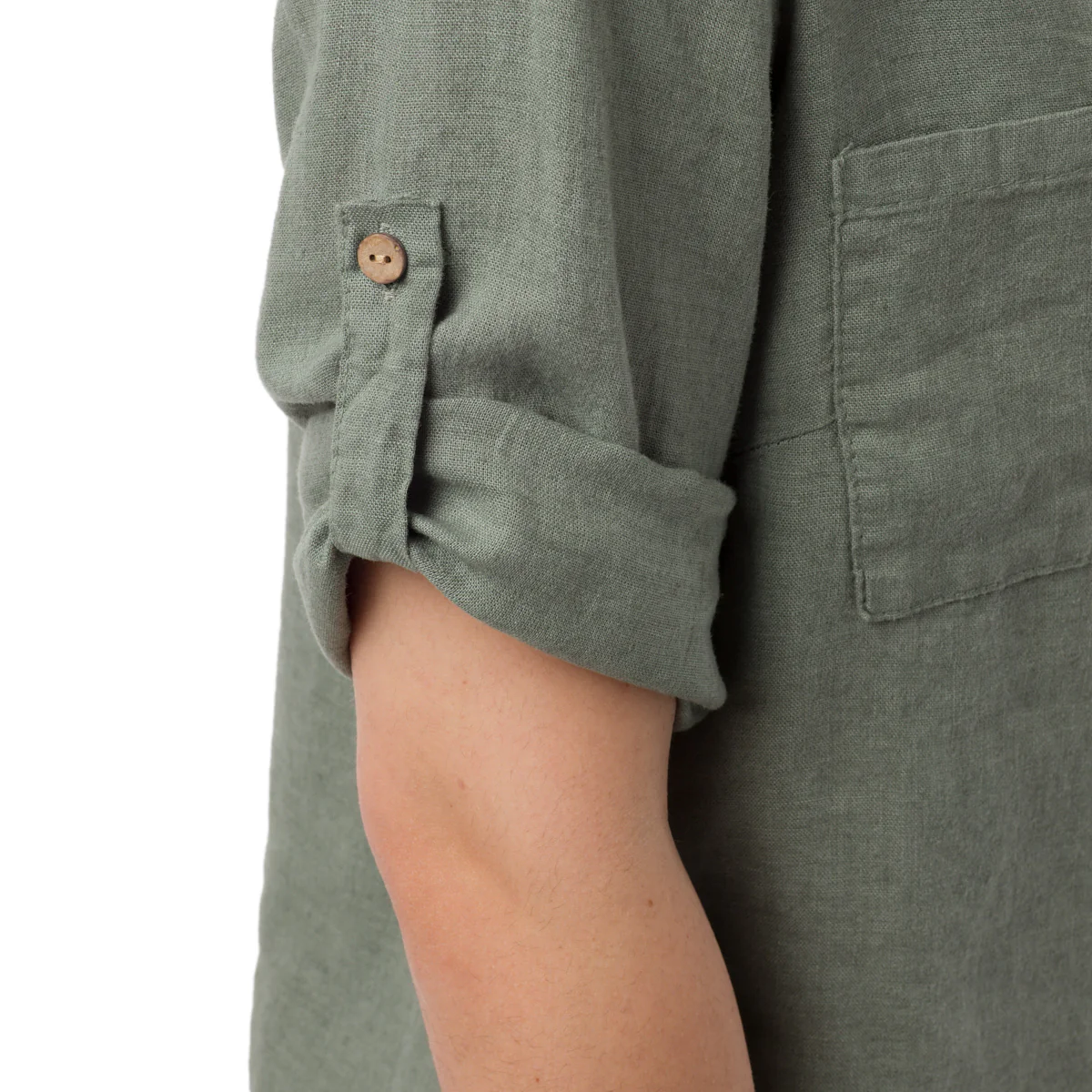 Camicia Verde da Donna in Misto Lino con Collo alla Coreana Swish Jeans - Image 4