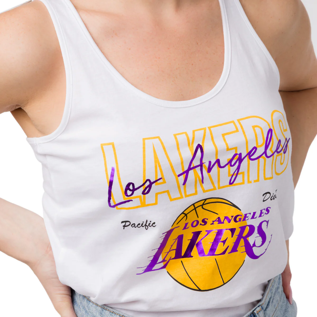 Canotta sportiva bianca da Donna in Cotone con stampa LA Lakers NBA - Image 4