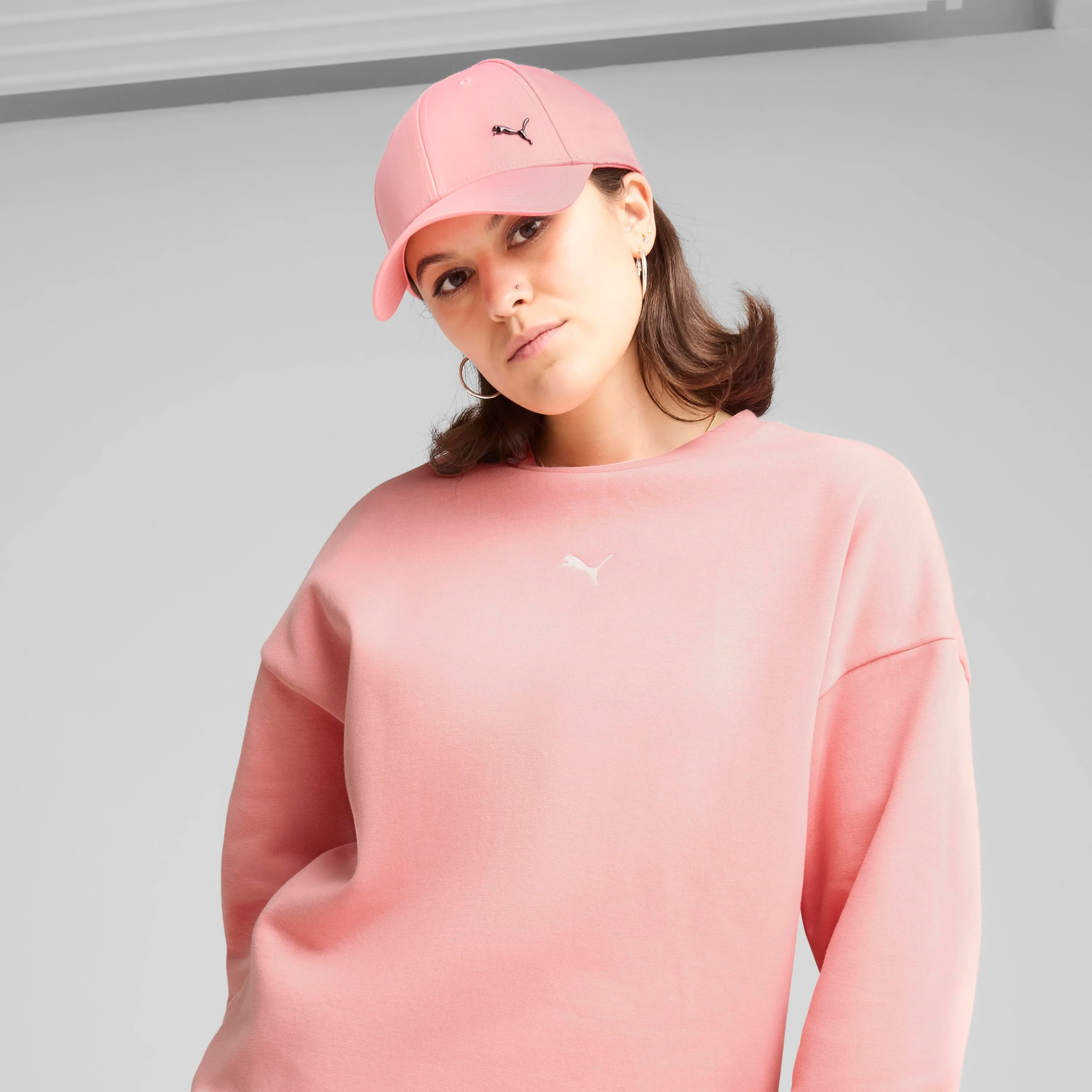Cappellino rosa con logo e chiusura con strappo Puma Ess Metal