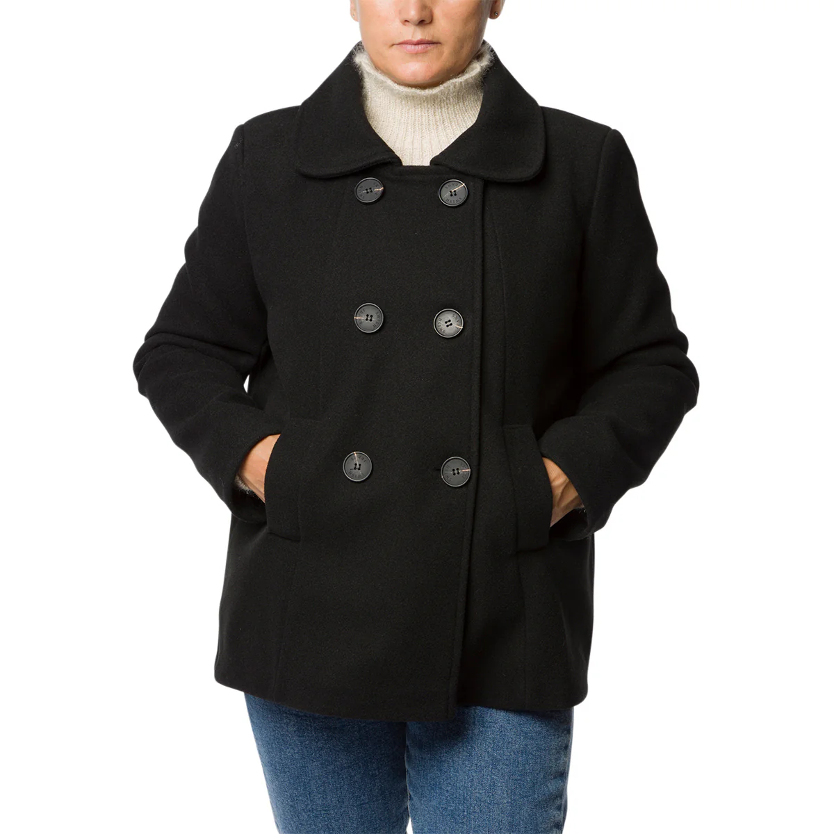Cappotto corto doppiopetto nero da donna Swish Jeans