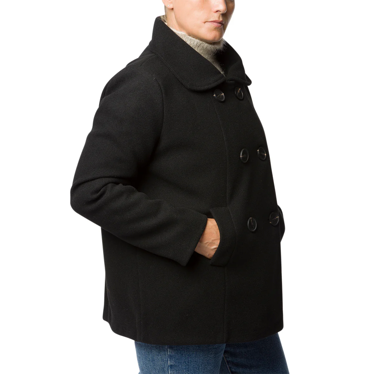Cappotto corto doppiopetto nero da donna Swish Jeans - Image 2