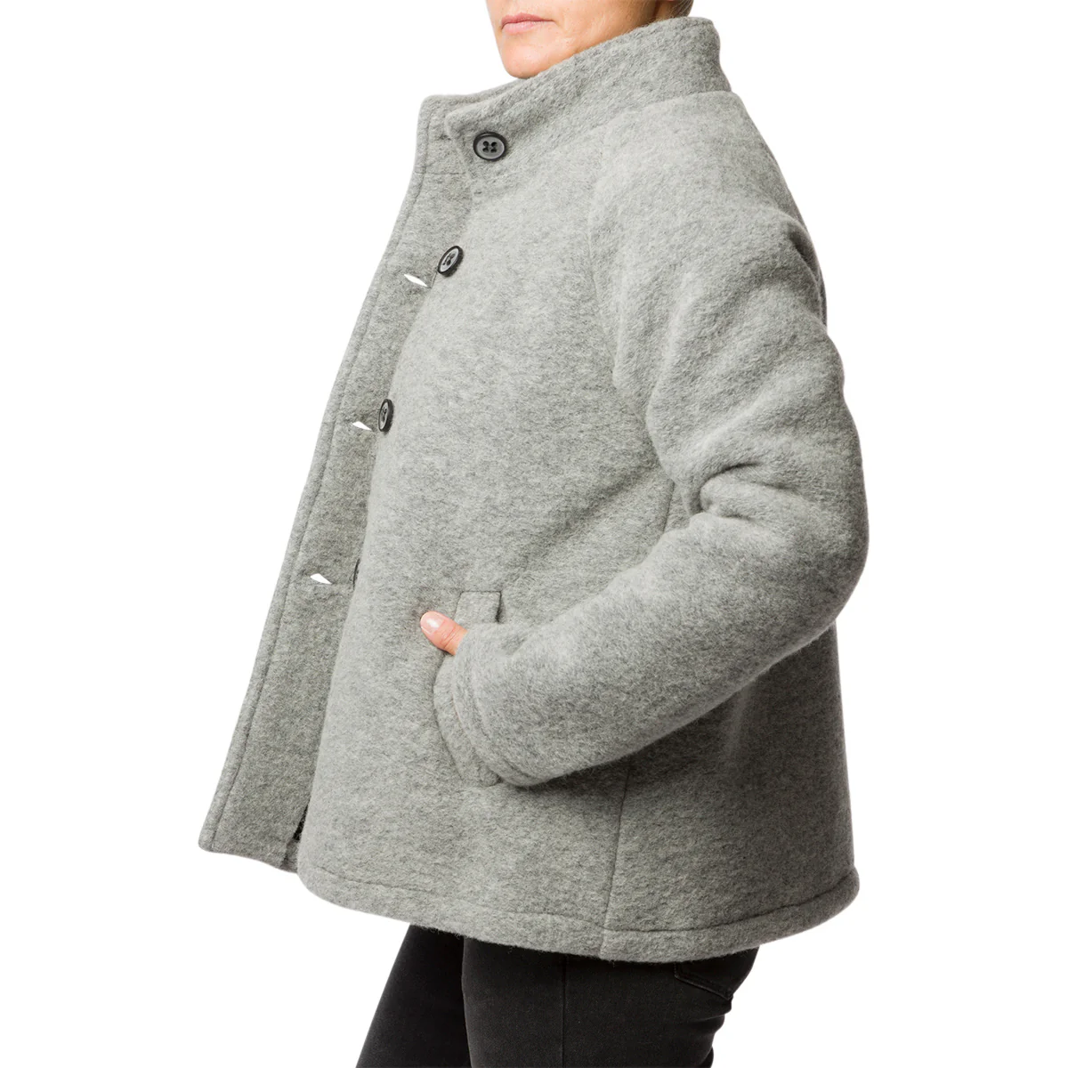 Cappotto corto grigio in lana cotta da donna Swish Jeans - Image 2