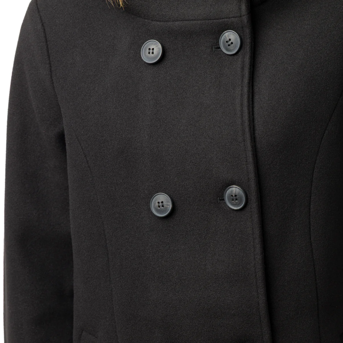 Cappotto da donna nero con cappuccio e chiusura doppiopetto Vero Moda - Image 3
