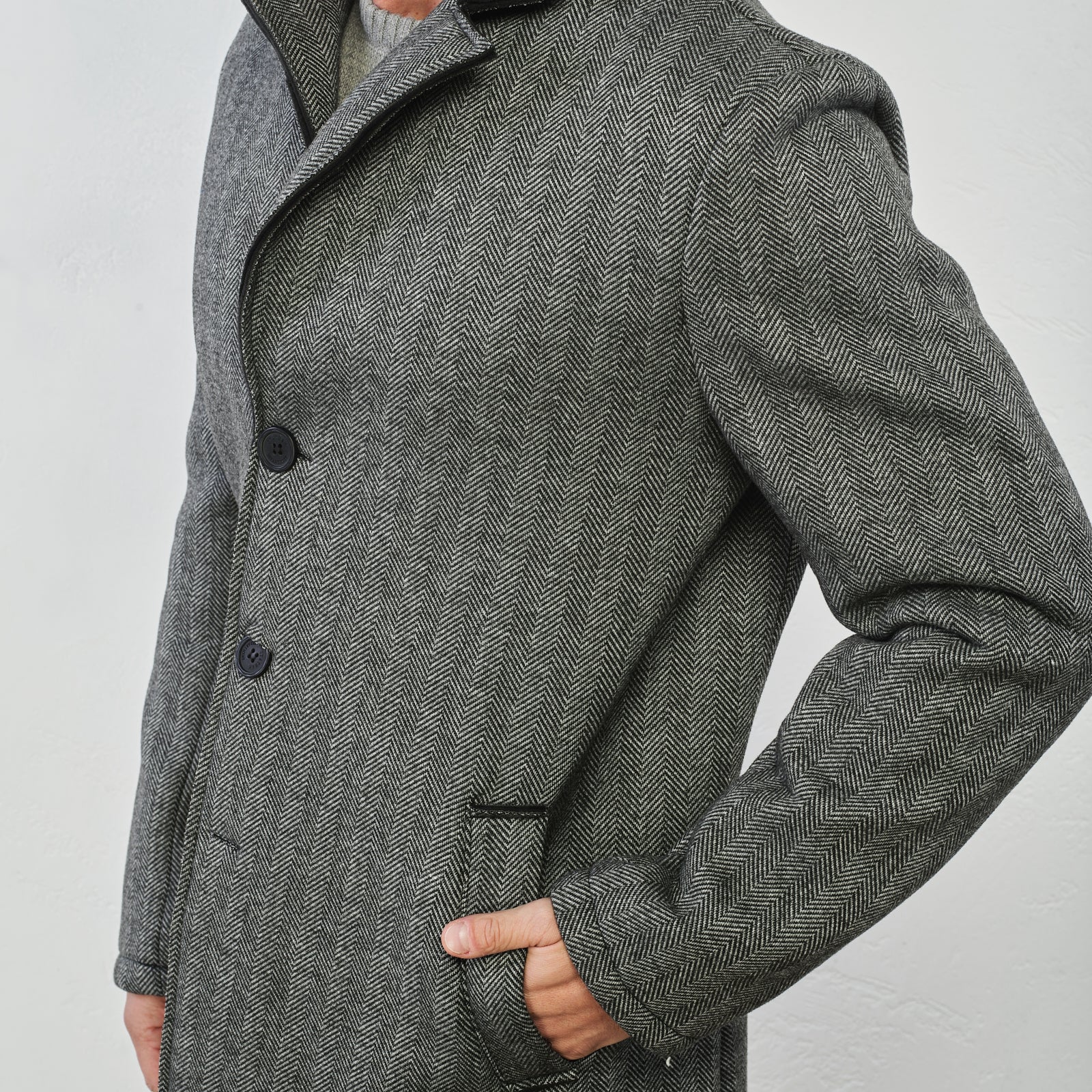 Cappotto grigio da Uomo in tessuto a spina di pesce Statham - Image 4