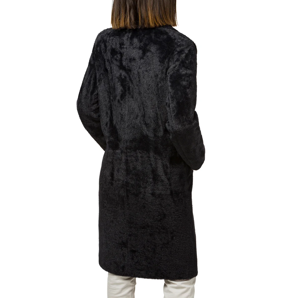 Cappotto lungo da donna nero con bottoni Swish Jeans - Image 2
