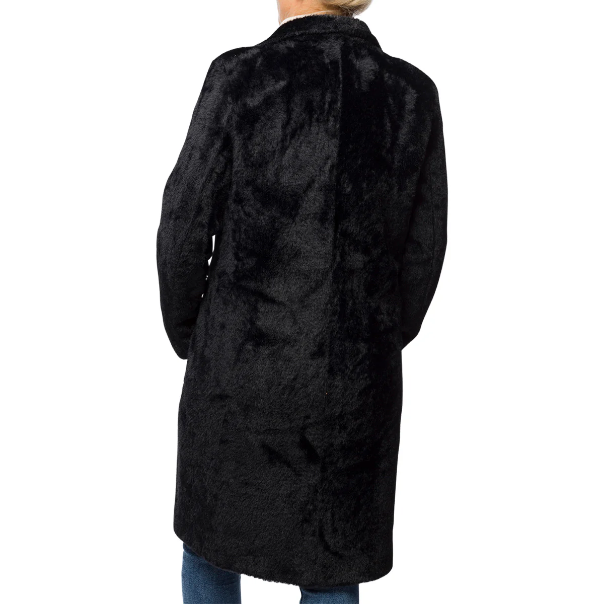 Cappotto lungo nero da donna in pelliccia sintetica Swish Jeans - Image 2