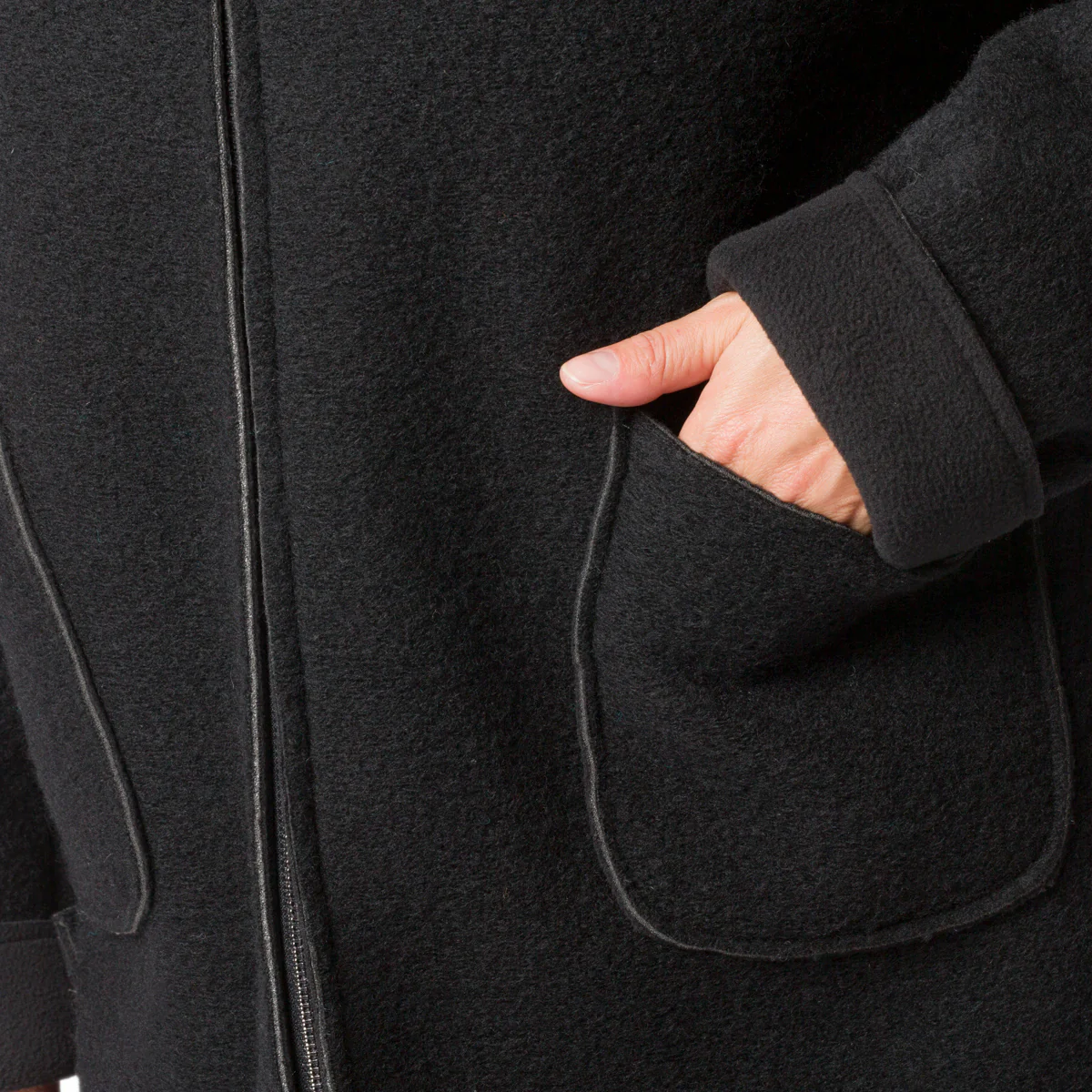 Cappotto nero in lana cotta da donna Swish Jeans - Image 4