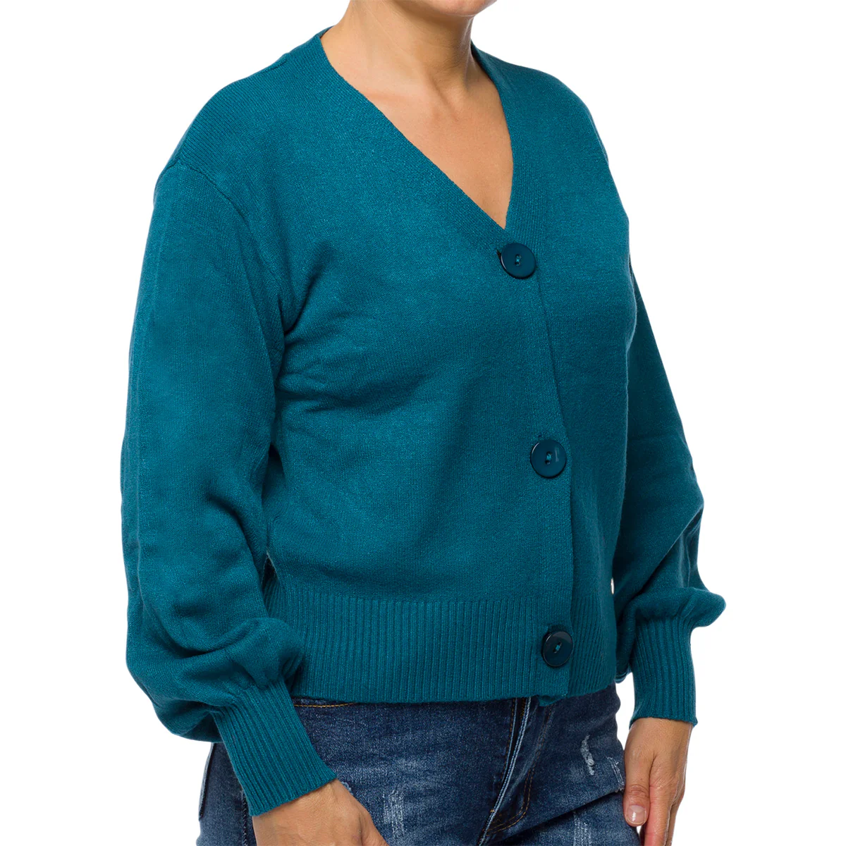 Cardigan corto blu da donna con chiusura a bottoni Swish Jeans