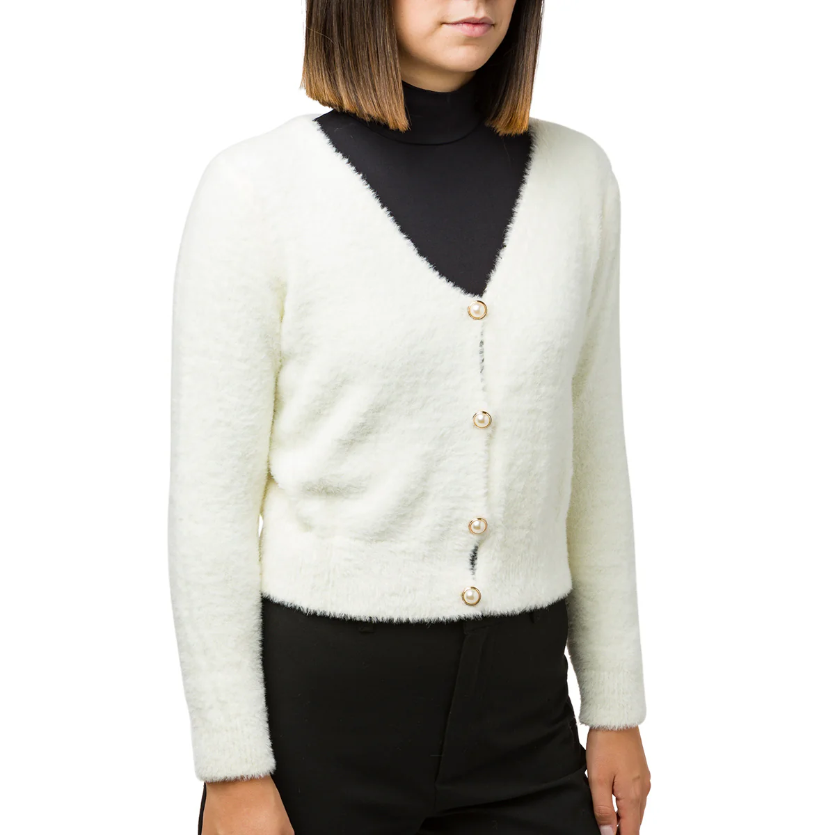 Cardigan donna bianco off-white con bottoni Swish Jeans