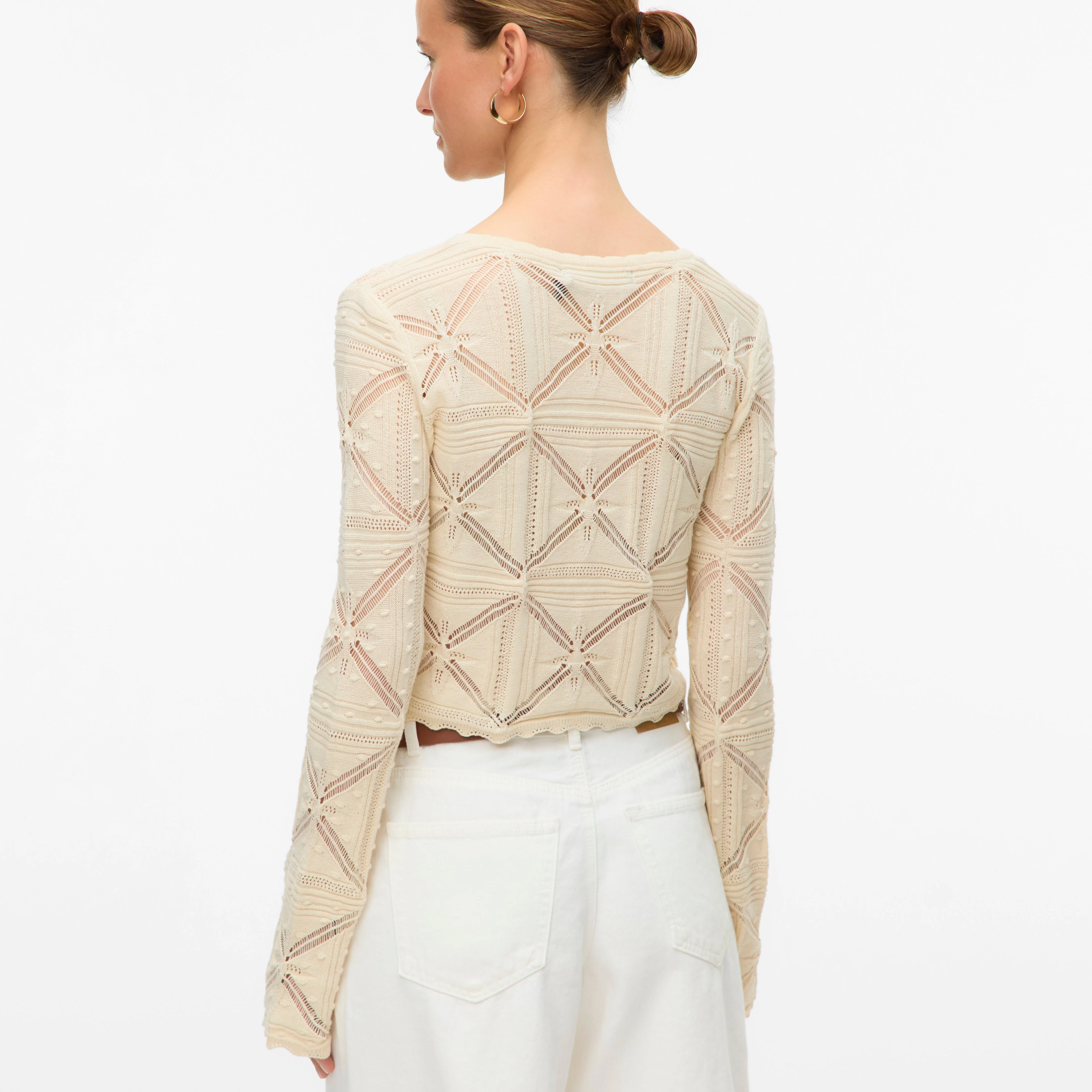 Cardigan estivo Beige Donna con lacci effetto crochet Vero Moda - Image 3