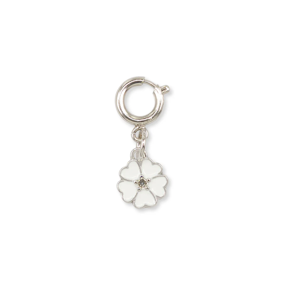 Charm Quadrifoglio bianco e argento decorazione scarpe Lora Ferres