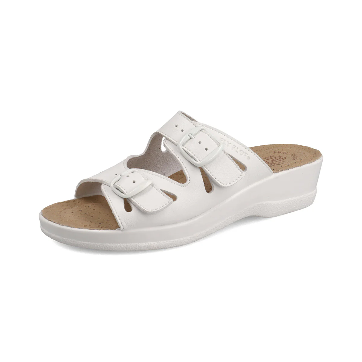 Ciabatte a Fascia bianche da Donna con doppia fibbia incrociata Fly Flot - Image 2