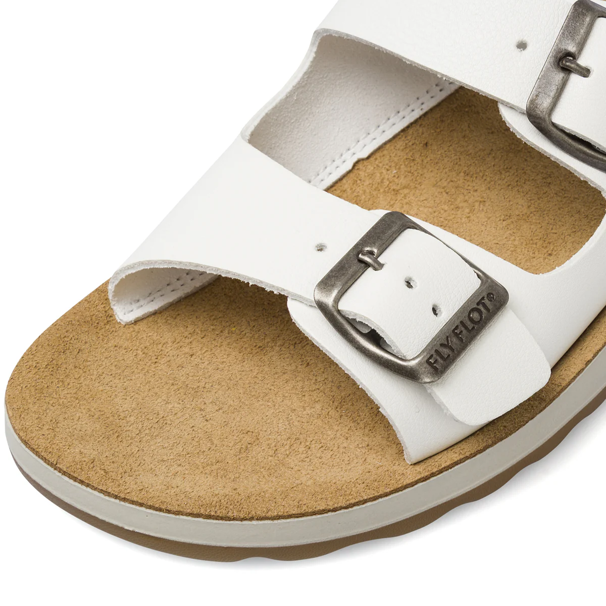 Ciabatte a fascia bianche da Donna con sottopiede in pelle Fly Flot - Image 5
