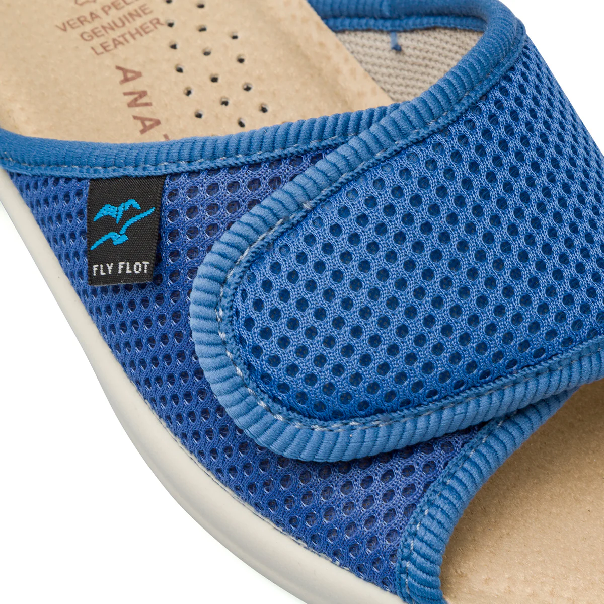 Ciabatte a fascia blu da Donna con soletta in pelle Fly Flot - Image 5