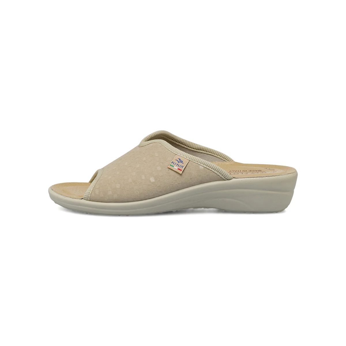 Ciabatte a fascia da Donna beige con soletta in pelle Fly Flot