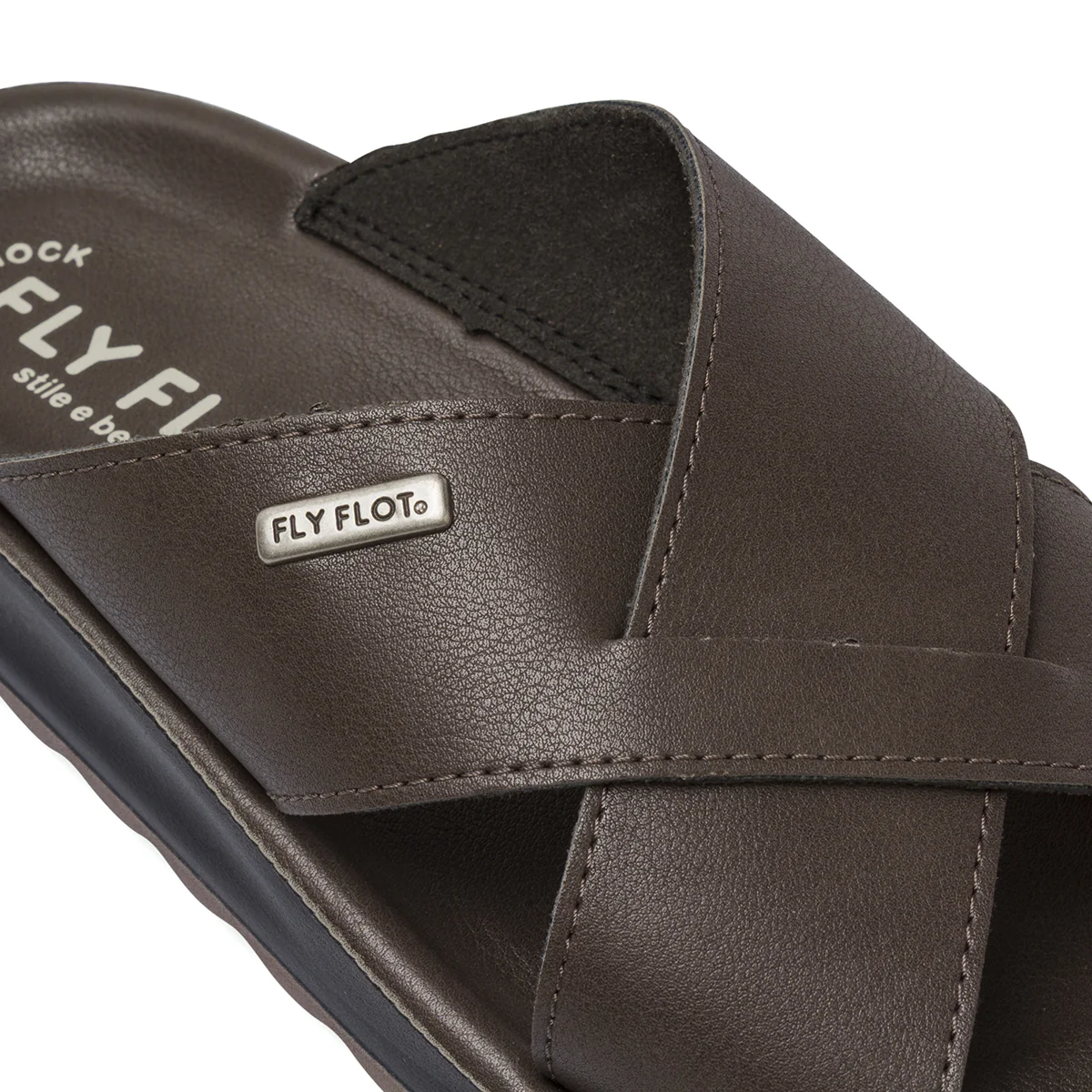 Ciabatte a fascia da Uomo marroni con soletta in pelle Fly Flot - Image 5