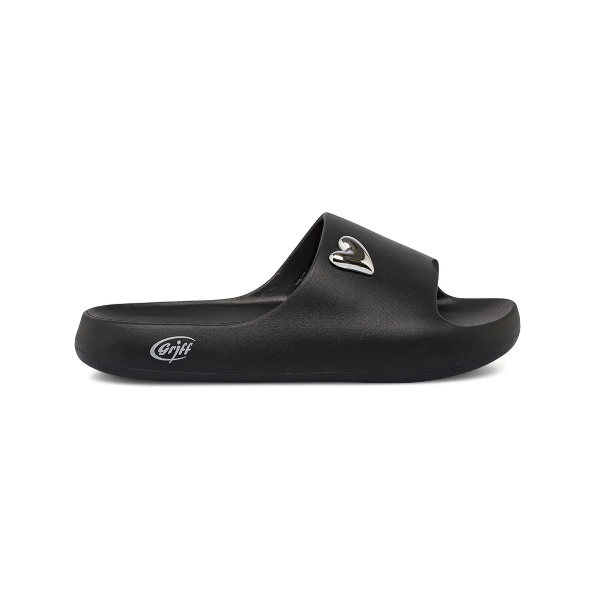 Ciabatte a fascia Donna Nere con dettaglio cuore metallizzato Griff