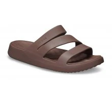 Ciabatte a fascia marroni da Donna con tre cinturini Crocs - Image 2