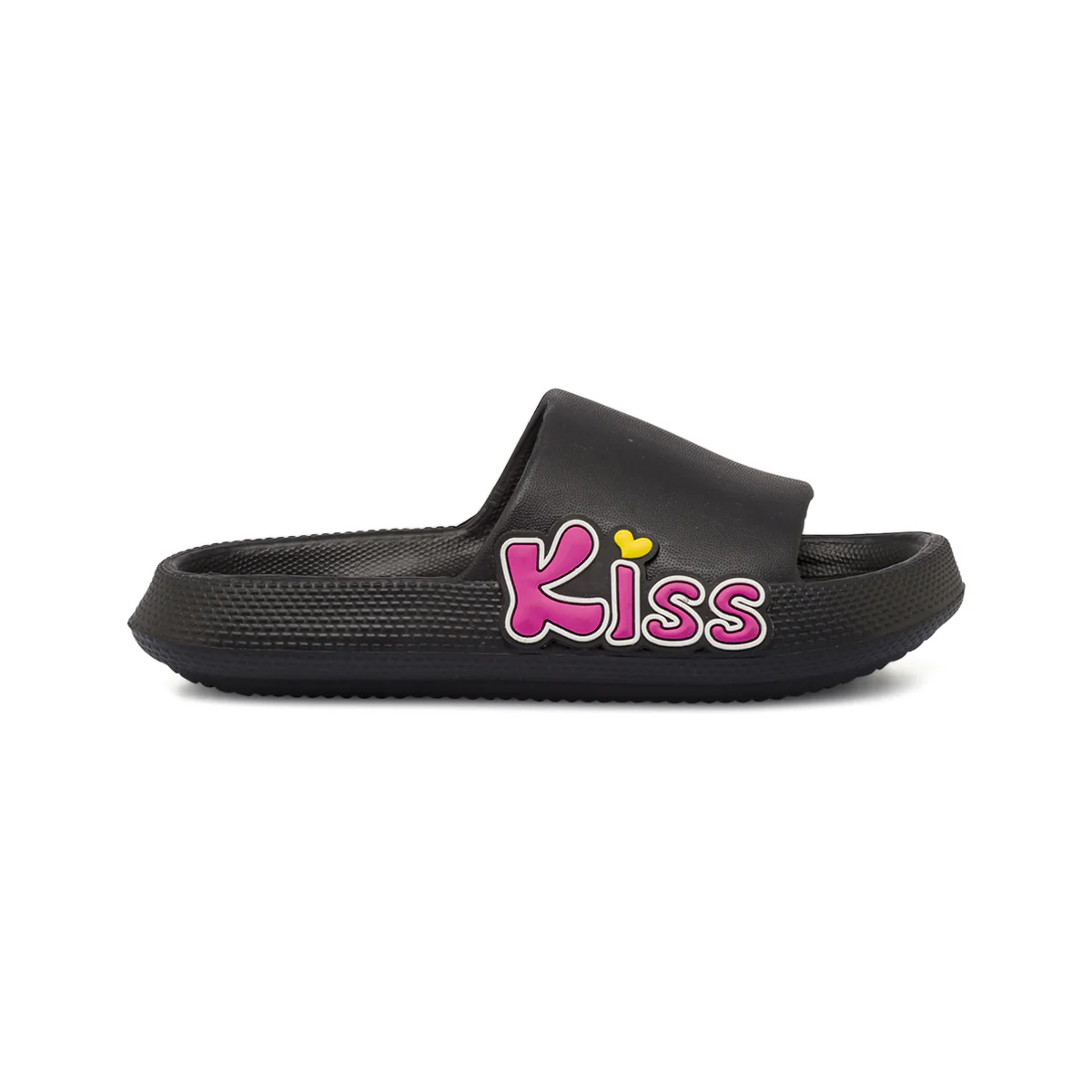 Ciabatte a fascia nere da Donna con scritta Kiss rosa Griff