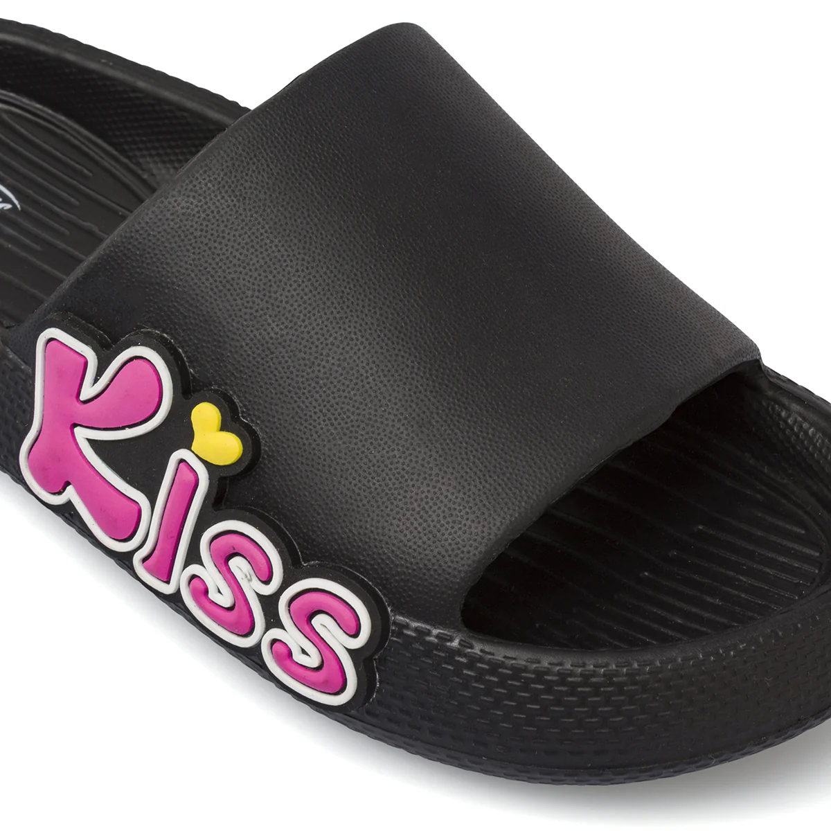 Ciabatte a fascia nere da Donna con scritta Kiss rosa Griff - Image 5
