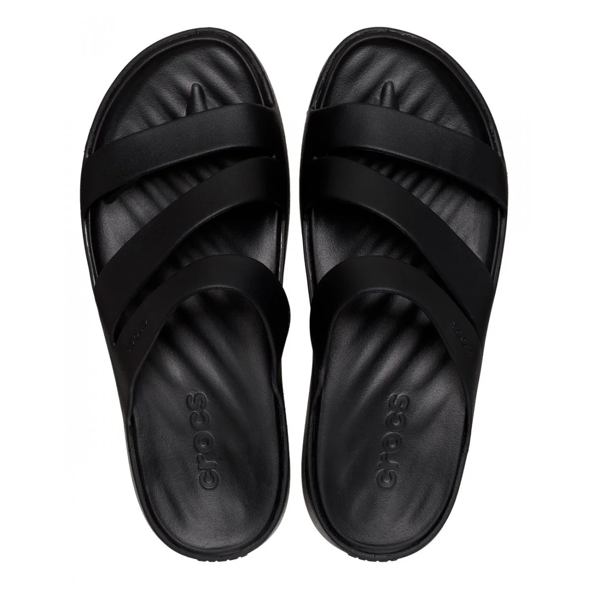Ciabatte a fascia Nere da Donna con tre cinturini Crocs - Image 3