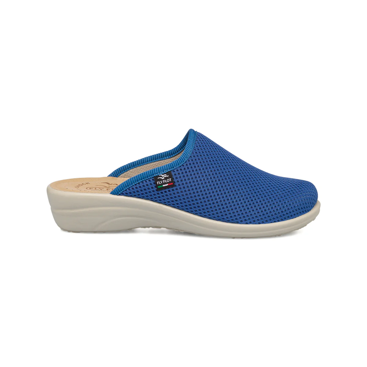 Ciabatte sanitarie azzurre da donna con sottopiede in pelle Fly Flot