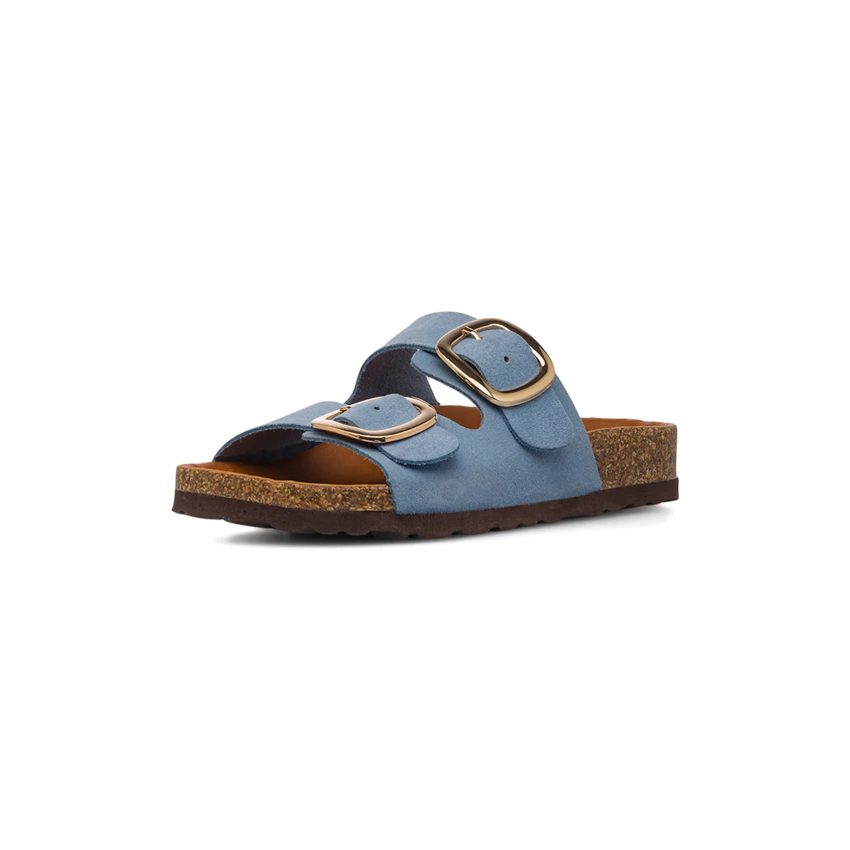 Ciabatte azzurre da Donna in pelle con Fibbie P Essentials - Image 2