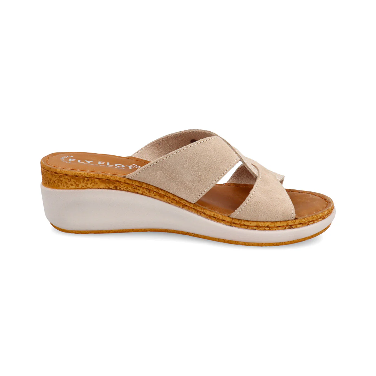 Ciabatte beige da Donna con dettaglio incrociato e stampa animalier Fly Flot - Image 3
