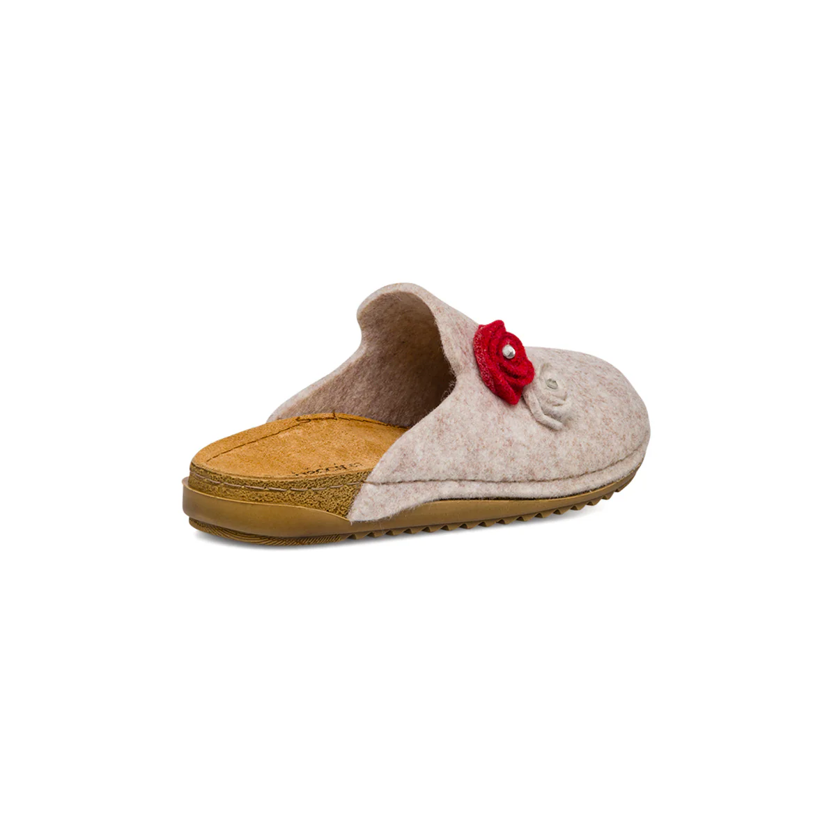Ciabatte beige in feltro da Donna con fiori De Fonseca - Image 3
