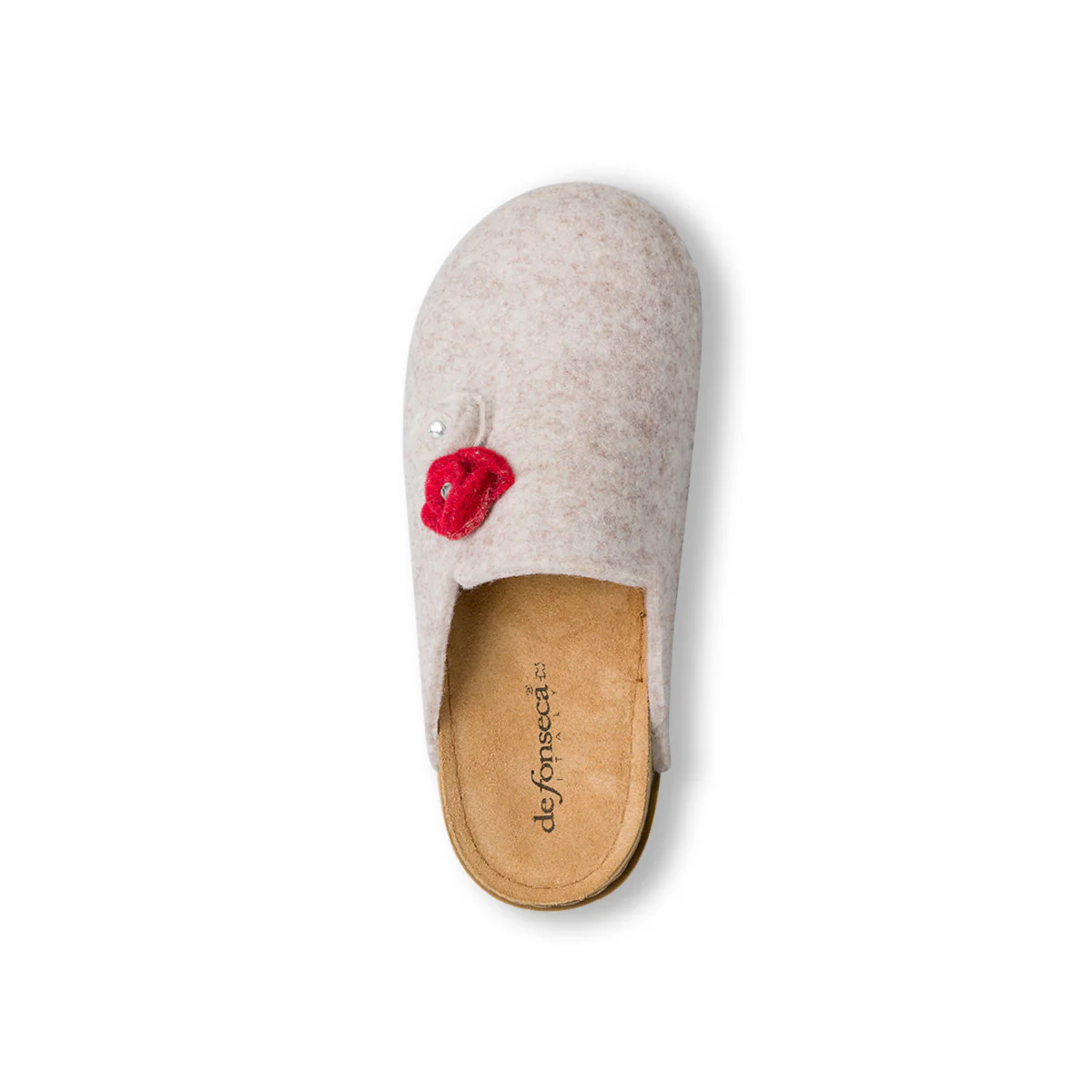 Ciabatte beige in feltro da Donna con fiori De Fonseca - Image 6