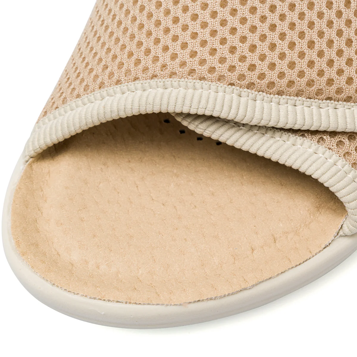 Ciabatte beige da donna con sottopiede in pelle Fly Flot - Image 6