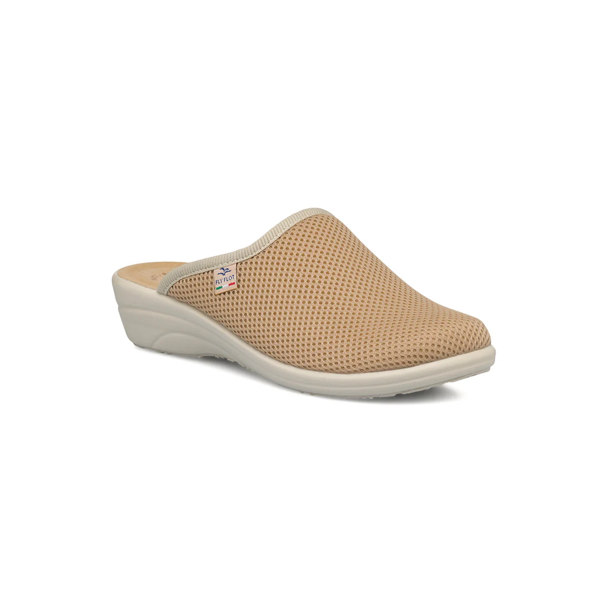 Ciabatte beige da donna con sottopiede in pelle Fly Flot - Image 2