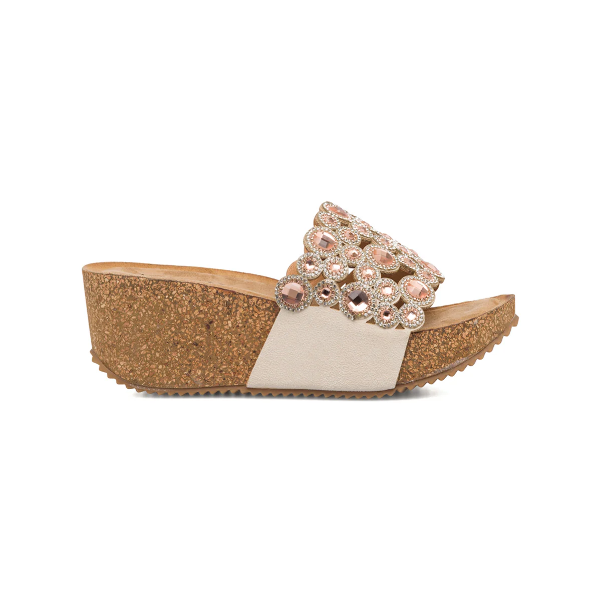 Ciabatte beige da donna con strass e perline Lora Ferres On The Beach