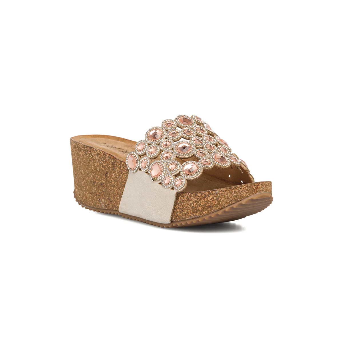 Ciabatte beige da donna con strass e perline Lora Ferres On The Beach - Image 2