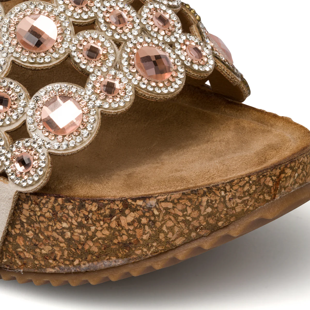 Ciabatte beige da donna con strass e perline Lora Ferres On The Beach - Image 5