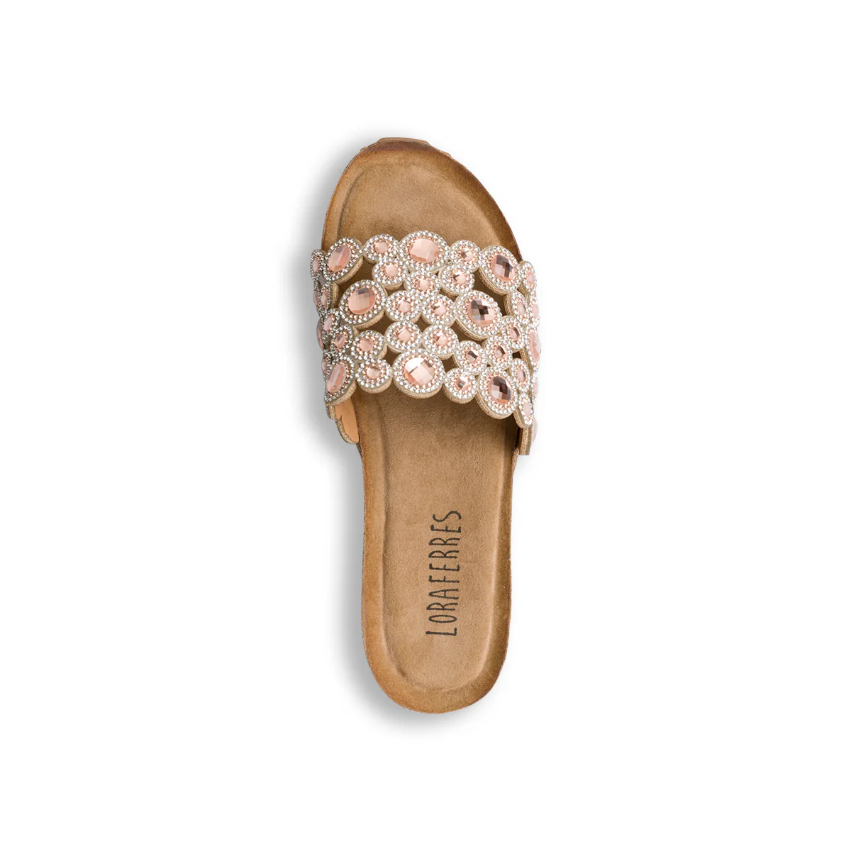 Ciabatte beige da donna con strass e perline Lora Ferres On The Beach - Image 8