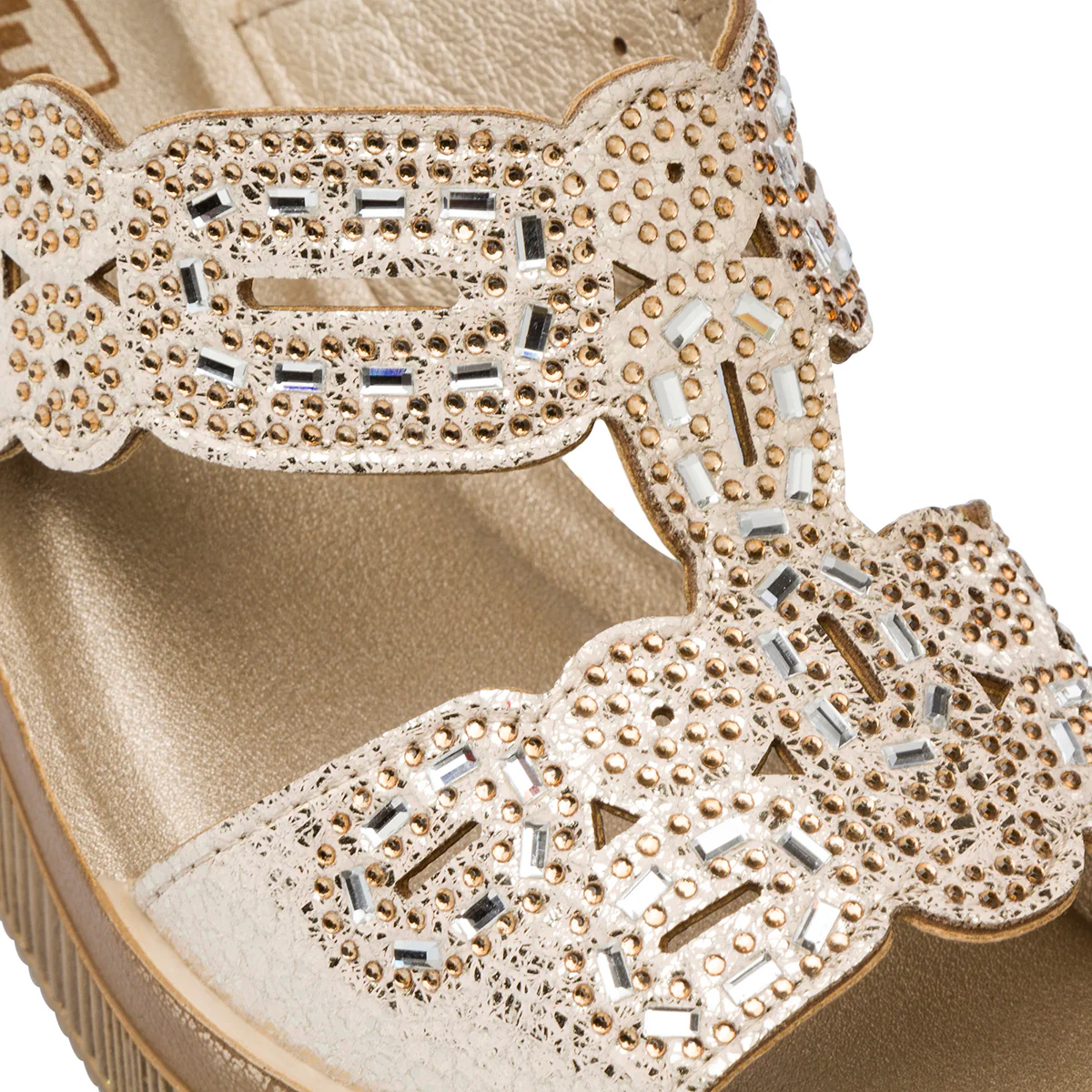 Ciabatte Beige da Donna con zeppa 8 cm e dettagli glitter Inblu - Image 4