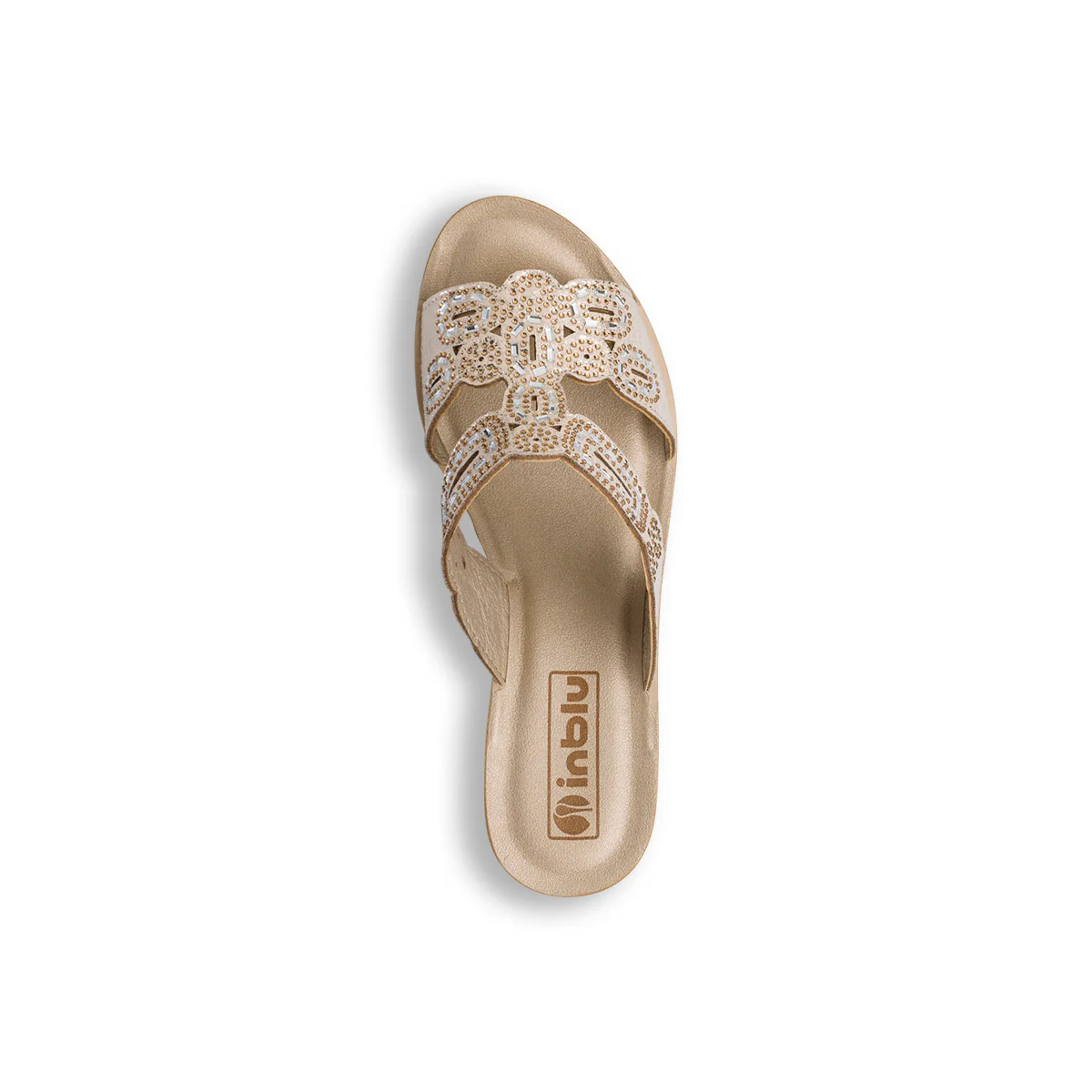 Ciabatte Beige da Donna con zeppa 8 cm e dettagli glitter Inblu - Image 5