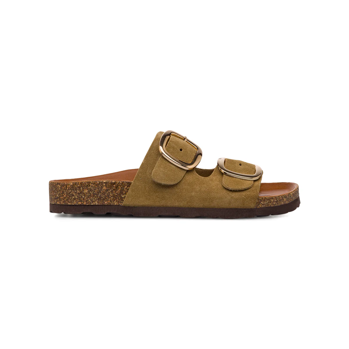 Ciabatte beige da Donna in pelle con Fibbie P Essentials
