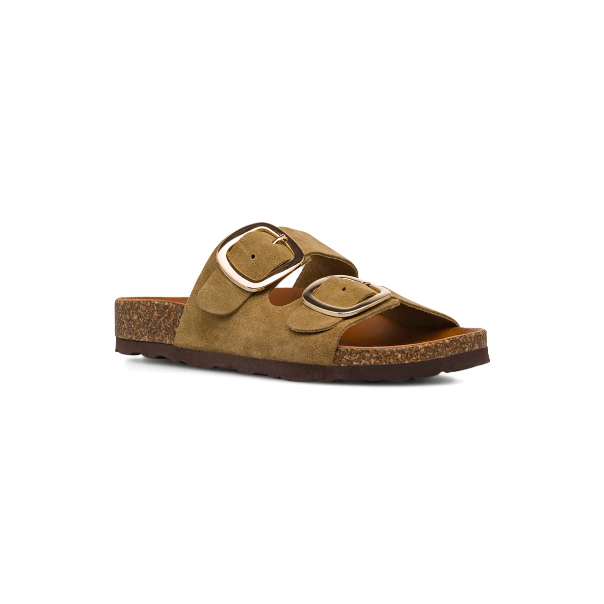 Ciabatte beige da Donna in pelle con Fibbie P Essentials - Image 2