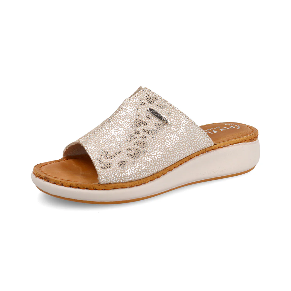 Ciabatte beige da Donna in pelle con stampa animalier Fly Flot - Image 2