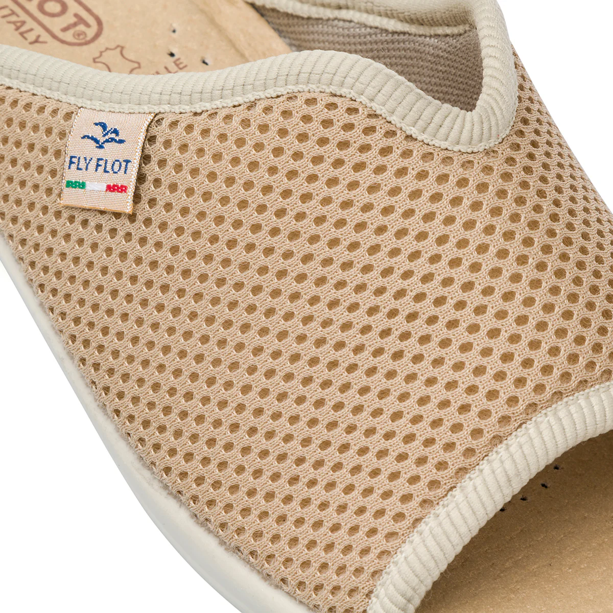 Ciabatte beige da Donna in tessuto traforato Fly Flot - Image 4