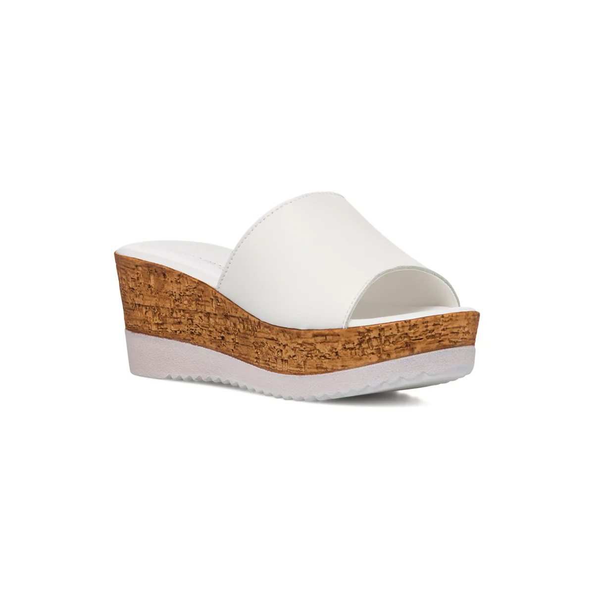 Ciabatte bianche in pelle da donna con zeppa 7 cm Primo Piano - Image 2