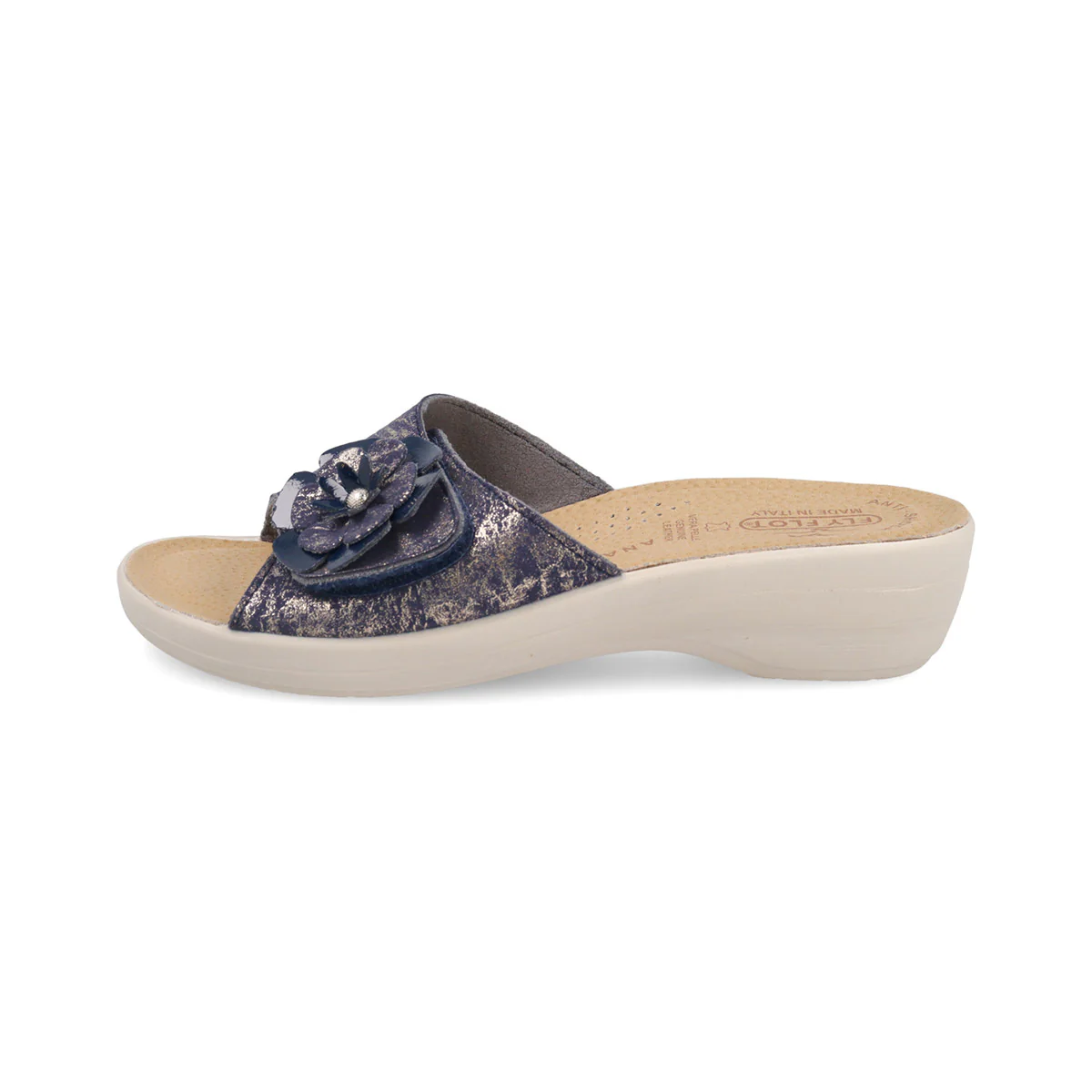 Ciabatte blu da Donna con fiore decorativo sulla tomaia Fly Flot