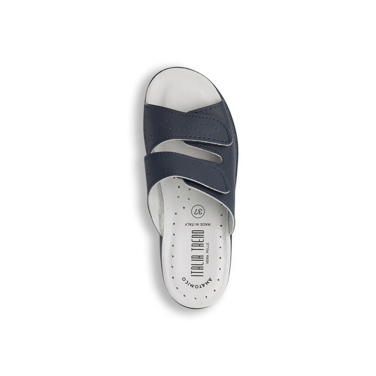 Ciabatte blu da donna in pelle con doppia fascia regolabile Italia Trend - Image 4